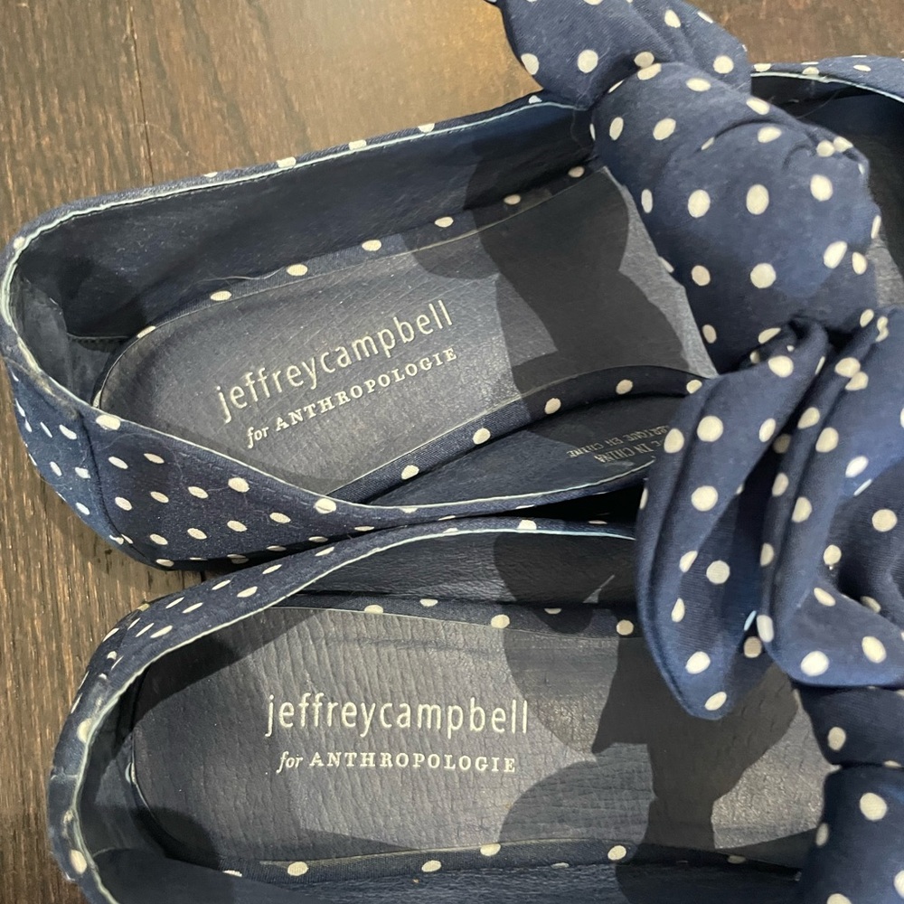 Jeffrey Campbell Navy Polka Dot Bow Flats - Picture 3 of 6